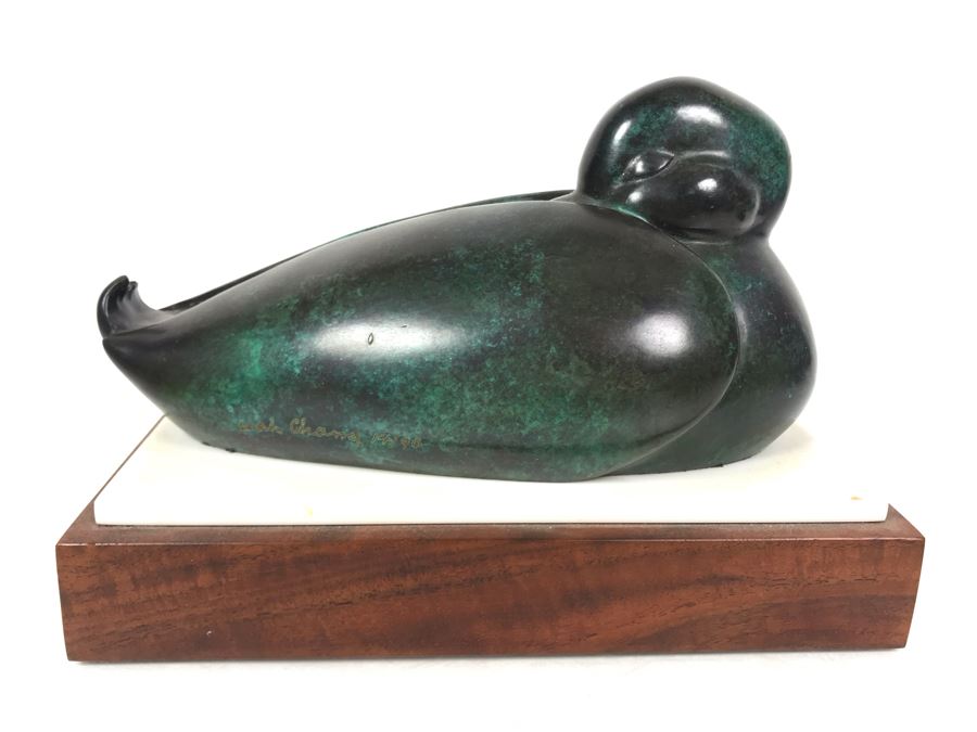 JUST ADDED - Signed Bronze Titled 'Sleeping Duck' By Wah Chang 14 Of 90 8.5W X 5D X 5.5H