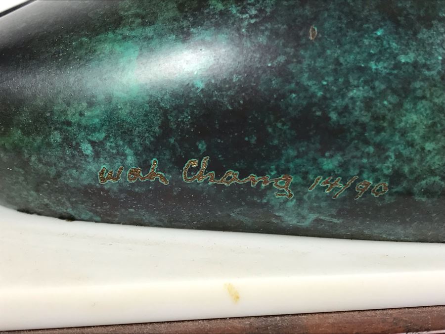 JUST ADDED - Signed Bronze Titled 'Sleeping Duck' By Wah Chang 14 Of 90 8.5W X 5D X 5.5H [Photo 3]
