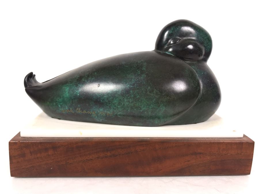 JUST ADDED - Signed Bronze Titled 'Sleeping Duck' By Wah Chang 14 Of 90 8.5W X 5D X 5.5H [Photo 2]