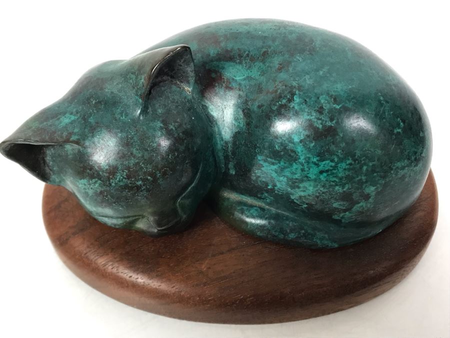 JUST ADDED -  Signed Bronze Titled 'Sleeping Kitten' By Wah Chang 5.5W X 4D X 3H [Photo 3]