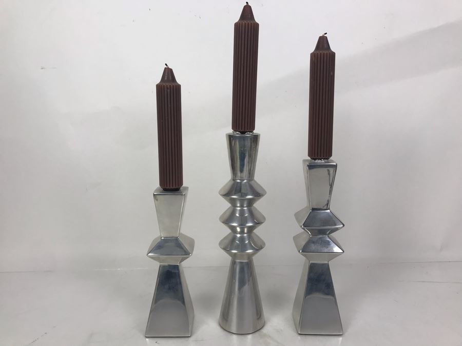 Set Of (3) Metal Candle Holders 11H Retails $160