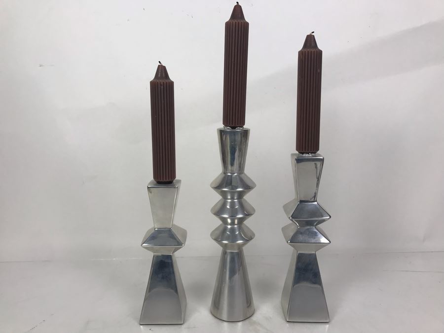 Set Of (3) Metal Candle Holders 11H Retails $160 [Photo 1]