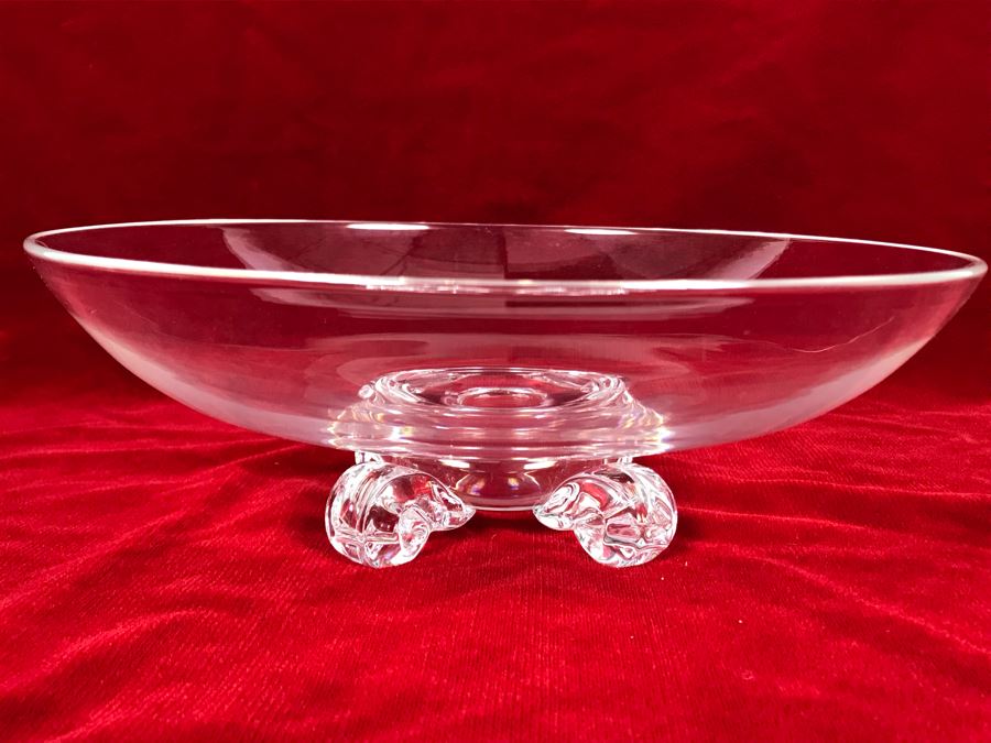 Signed Steuben Footed Crystal 11' Bowl