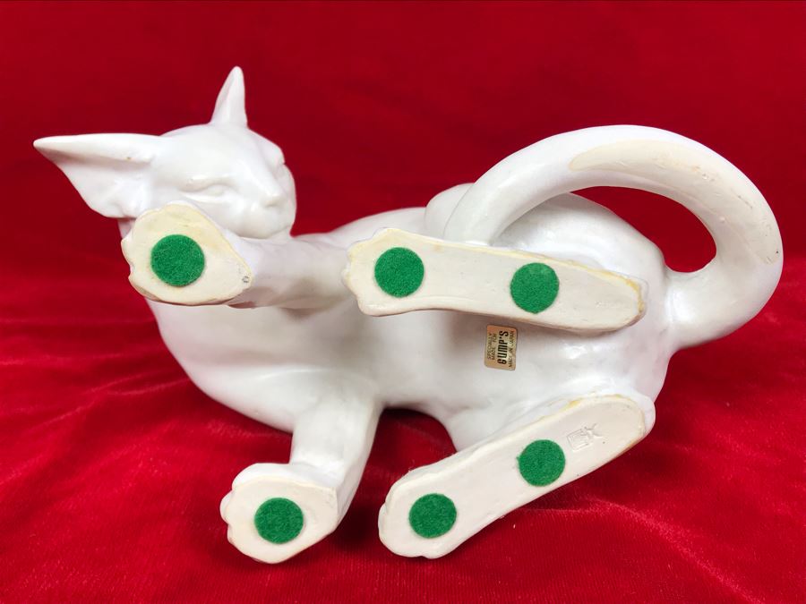 Signed Japanese Pottery Cat Sculpture Specially Made For Gump's 8W X 6D X 6H [Photo 8]