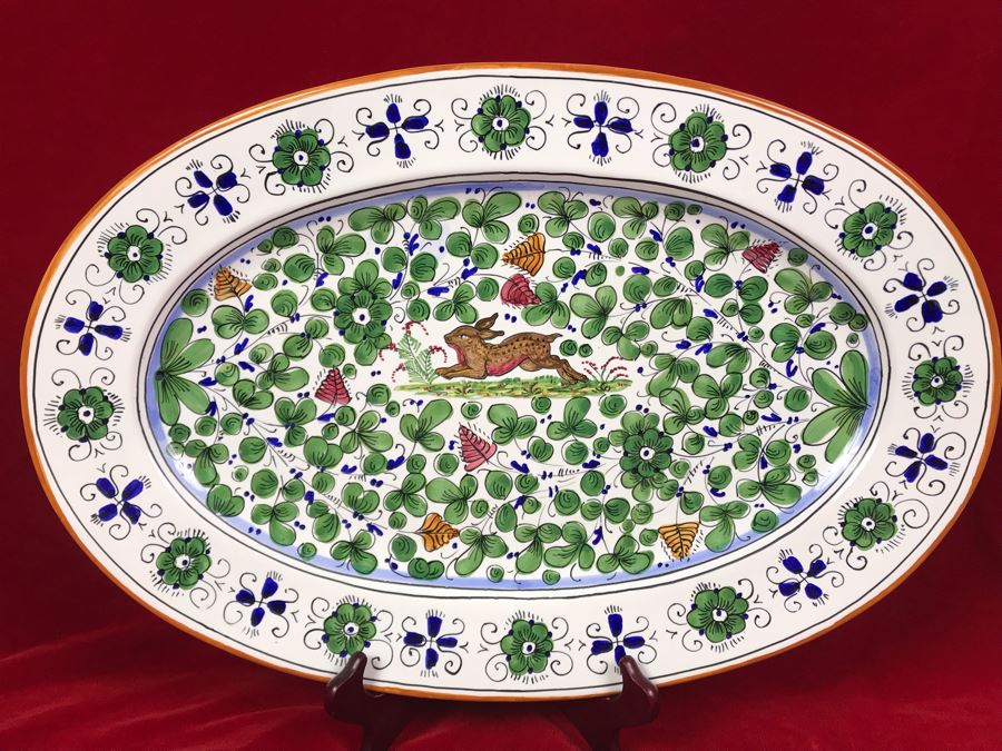 Grazia - Deruta Made In Italy Hand Painted Oval Platter For Williams Sonoma 21L X 14W [Photo 4]