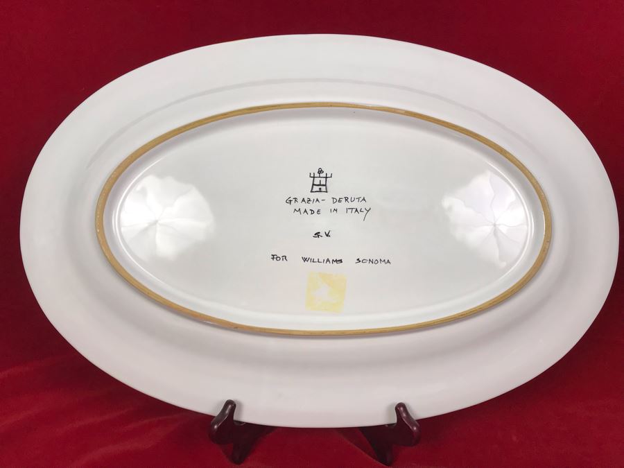 Grazia - Deruta Made In Italy Hand Painted Oval Platter For Williams Sonoma 21L X 14W [Photo 9]