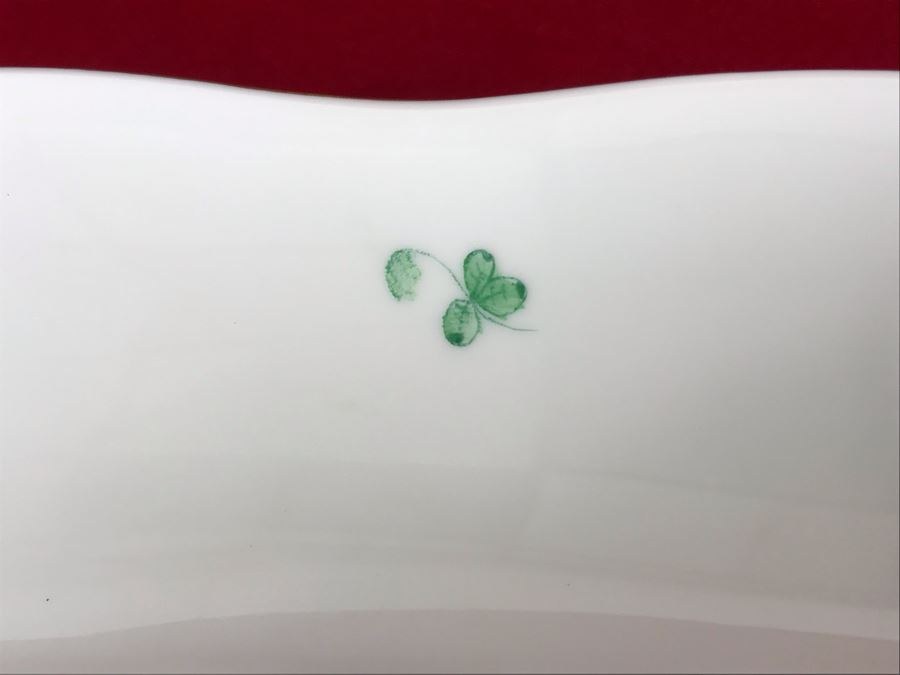 Herend Hungary Hand Painted Fish Serving Platter Strainer Chinese Bouquet Green (AV) Length 24.5L Retails $1,300 [Photo 10]