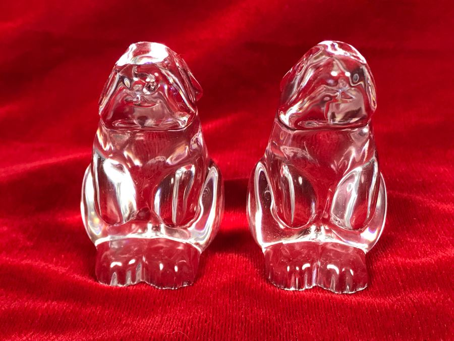 Pair Of Baccarat France Crystal Rabbit Figurines 3H [Photo 4]