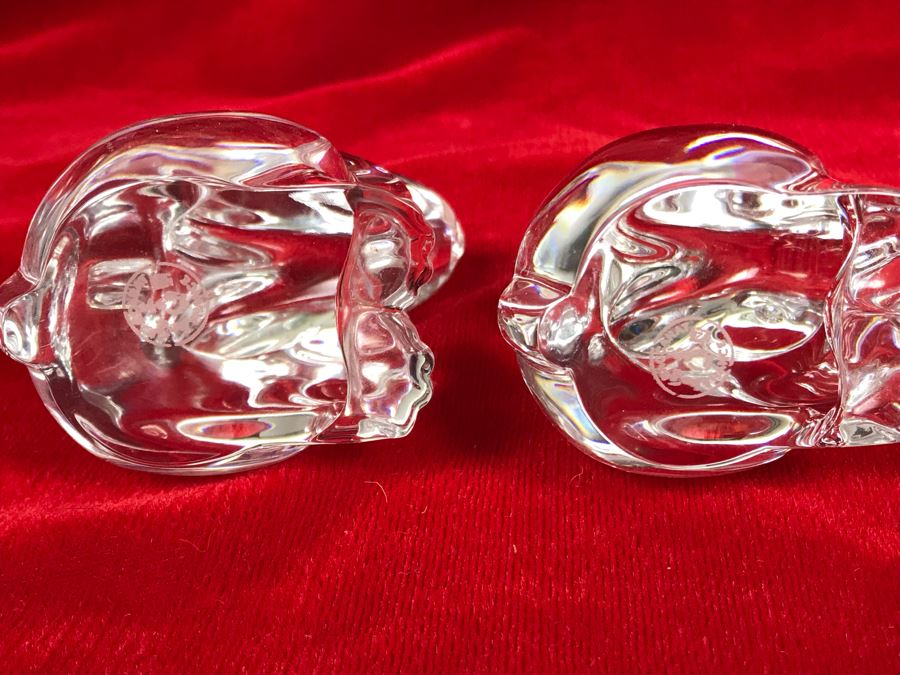 Pair Of Baccarat France Crystal Rabbit Figurines 3H [Photo 6]