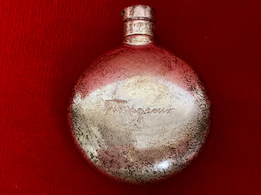 Signed Sterling Silver Perfume Bottle With Enamel Rabbits By Ferragamo 20.5g [Photo 6]