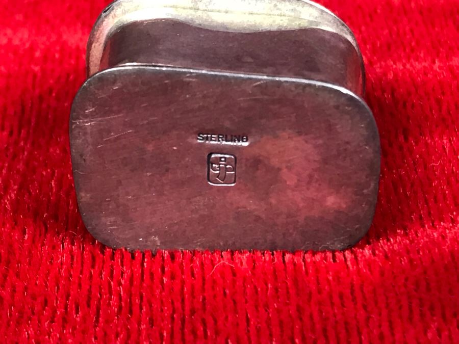 Signed Sterling Silver Pillbox With Cat On Lid 46.3g [Photo 5]