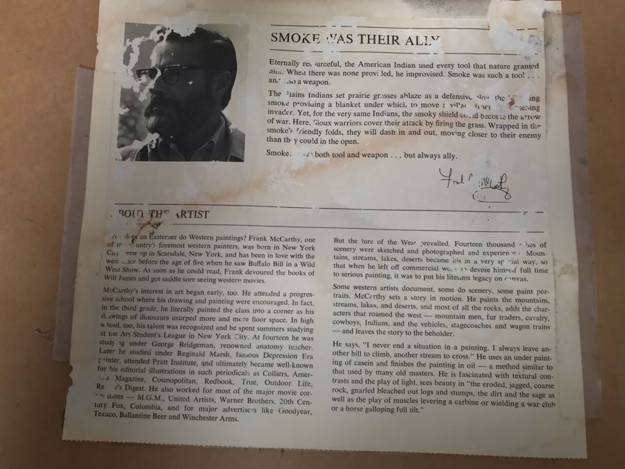 Frank McCarthy (1924-2002) Limited Edition Print Titled 'Smoke Was Their Ally' Hand Signed 23 X 15 No. 533 Of 1000 [Photo 23]