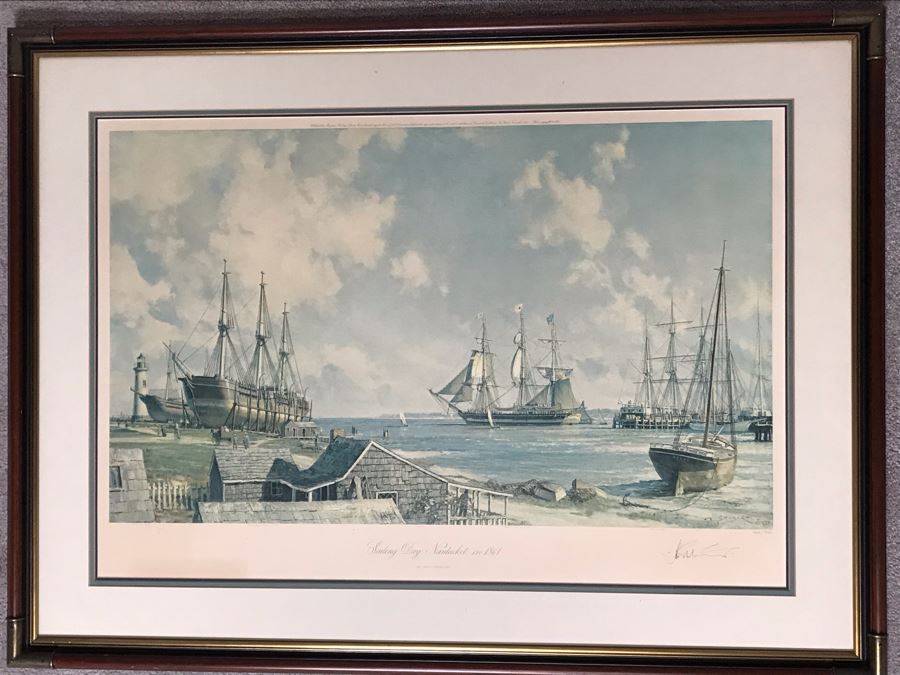 John Stobart Limited Edition Print Titled 'Sailing Day, Nantucket In 1841' Signed By Artist 33.5 X 24 [Photo 2]