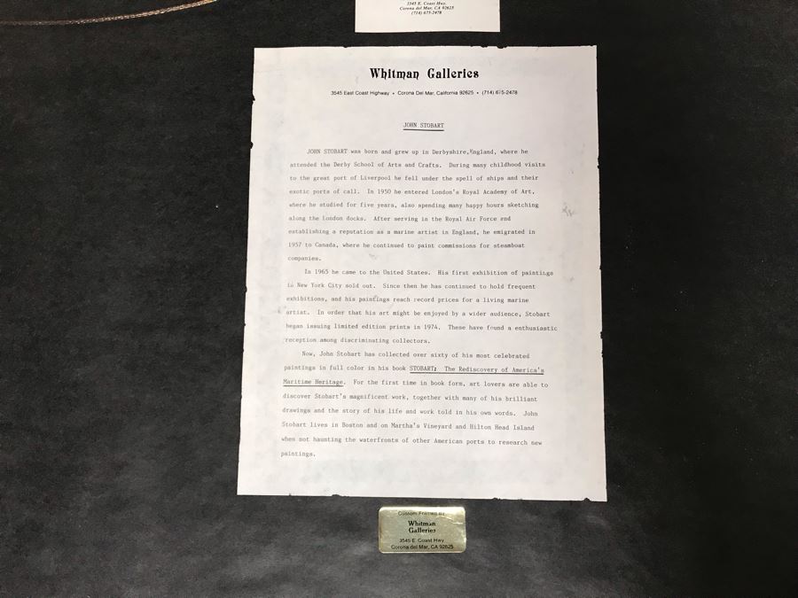 John Stobart Limited Edition Print Titled 'Sailing Day, Nantucket In 1841' Signed By Artist 33.5 X 24 [Photo 16]