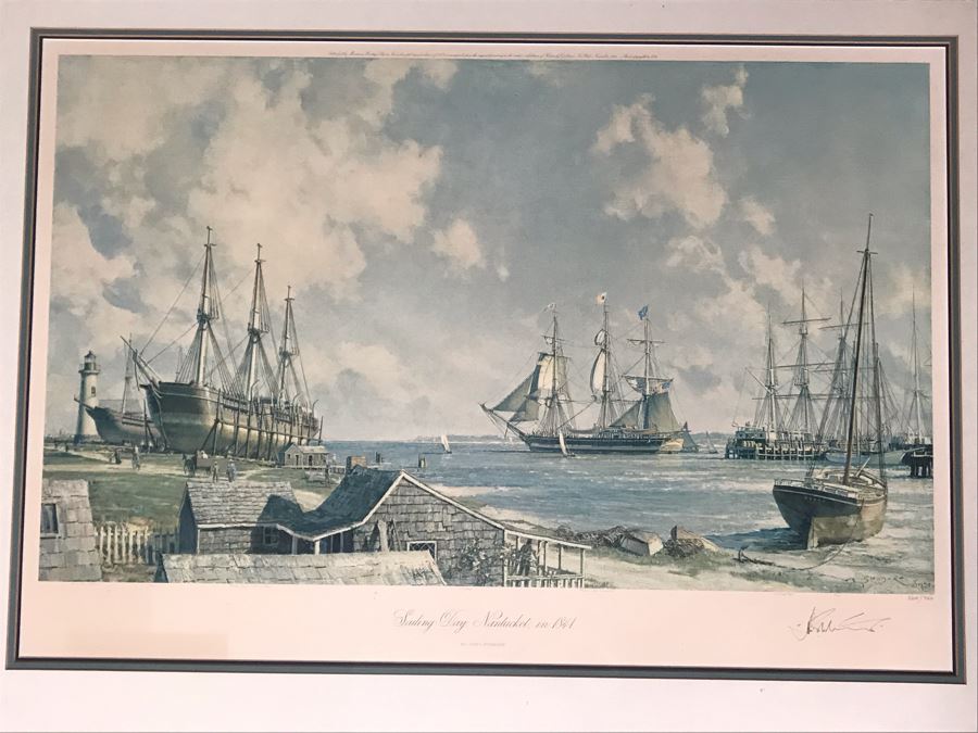 John Stobart Limited Edition Print Titled 'Sailing Day, Nantucket In 1841' Signed By Artist 33.5 X 24 [Photo 3]