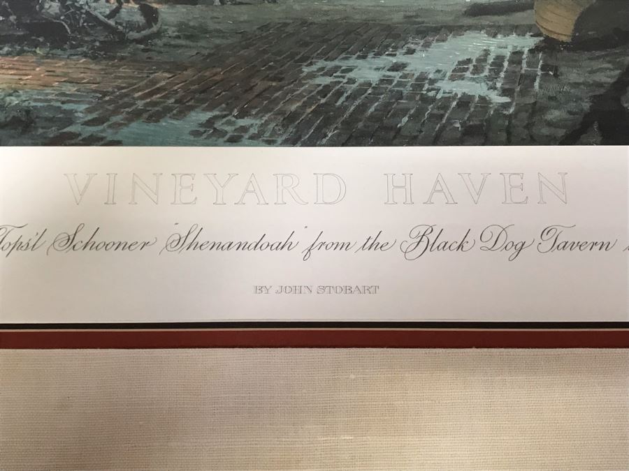 John Stobart Limited Edition Print Titled 'Vineyard Haven' The Topsil Schooner Shenandoah From The Black Dog Tavern In 1984 Signed By Artist 26.5 X 22 [Photo 6]
