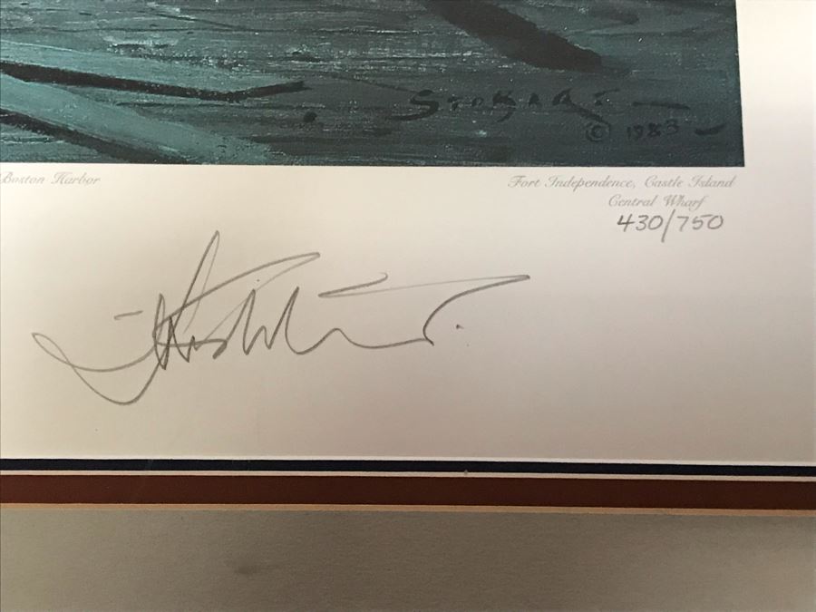 John Stobart Limited Edition Print Titled 'Boston' Long Wharf By Moonlight In 1865 Signed By Artist And Postcard Signed By Artist On Back Of Print 34 X 24 [Photo 4]