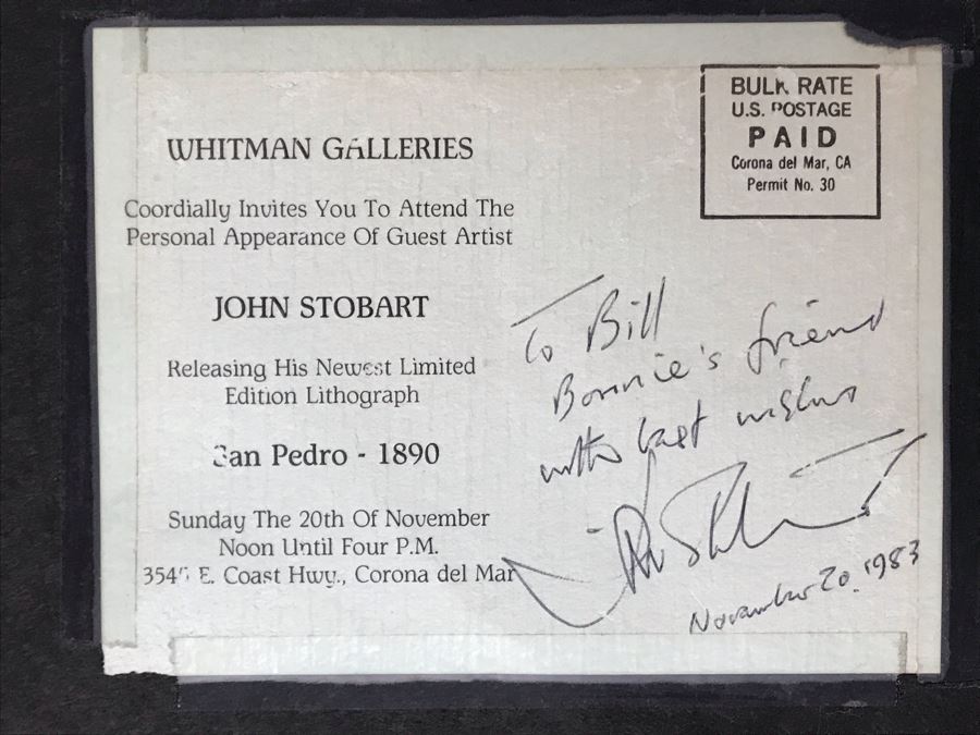 John Stobart Limited Edition Print Titled 'Boston' Long Wharf By Moonlight In 1865 Signed By Artist And Postcard Signed By Artist On Back Of Print 34 X 24 [Photo 17]