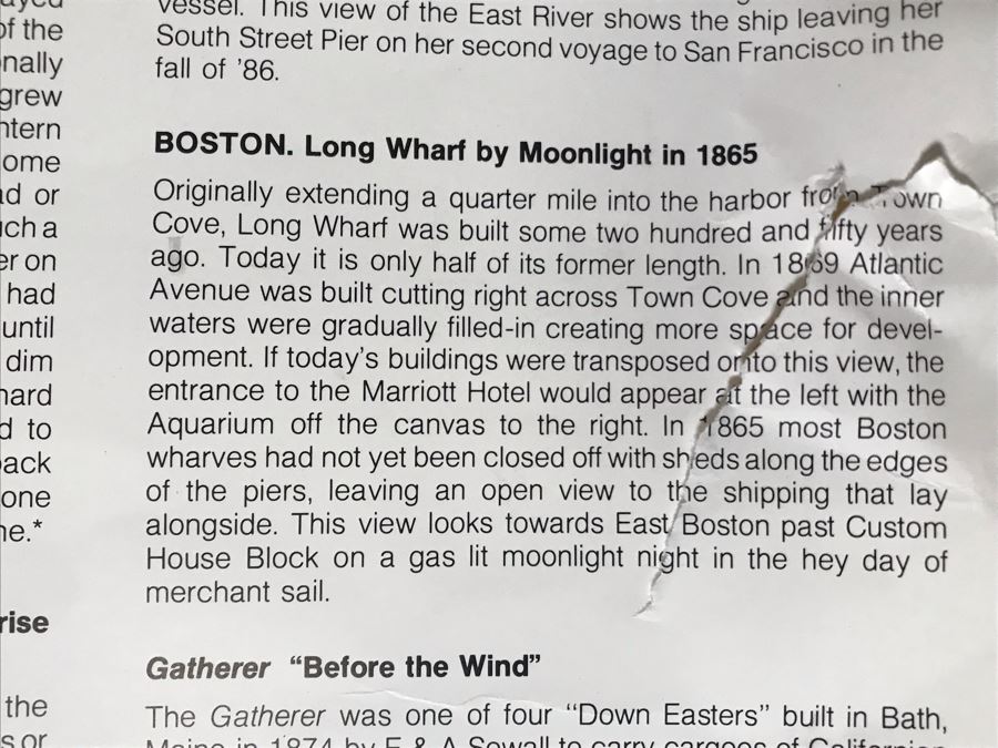 John Stobart Limited Edition Print Titled 'Boston' Long Wharf By Moonlight In 1865 Signed By Artist And Postcard Signed By Artist On Back Of Print 34 X 24 [Photo 24]