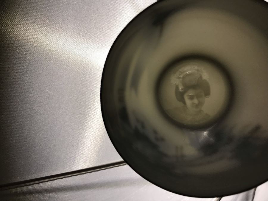 Signed Japanese Hand-Painted Bone China Set Teapot, Creamer, Sugar, 6 Cups And Saucers With Geisha Girl Visible On Bottom Of Cup And (6) Desert Plates [Photo 5]