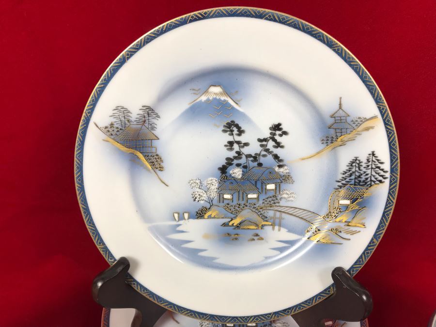 Signed Japanese Hand-Painted Bone China Set Teapot, Creamer, Sugar, 6 Cups And Saucers With Geisha Girl Visible On Bottom Of Cup And (6) Desert Plates [Photo 19]