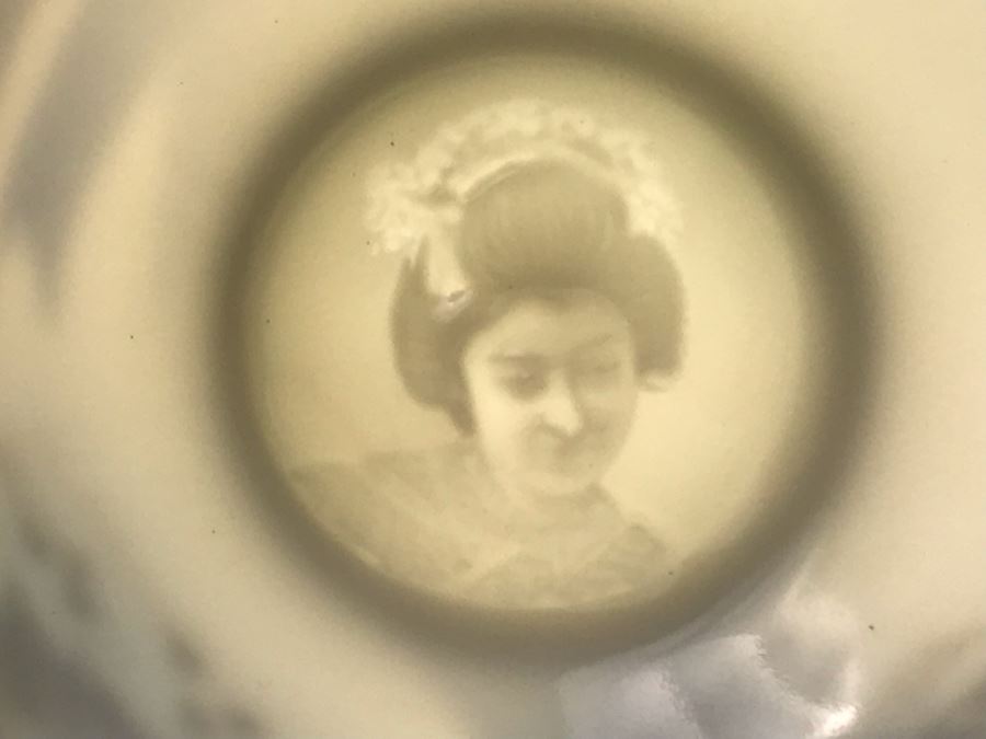 Signed Japanese Hand-Painted Bone China Set Teapot, Creamer, Sugar, 6 Cups And Saucers With Geisha Girl Visible On Bottom Of Cup And (6) Desert Plates [Photo 6]