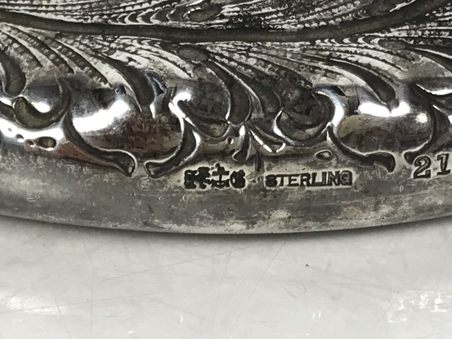 Antique Sterling Silver English Vanity Beveled Glass Mirror 329.5g W/ Glass [Photo 8]