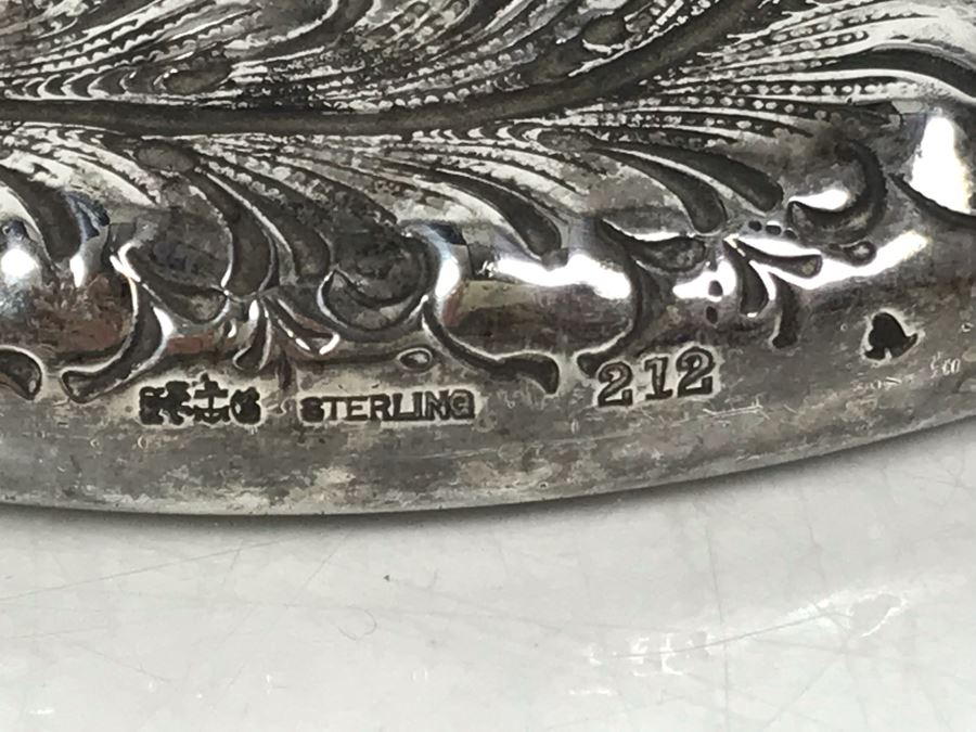 Antique Sterling Silver English Vanity Beveled Glass Mirror 329.5g W/ Glass [Photo 7]