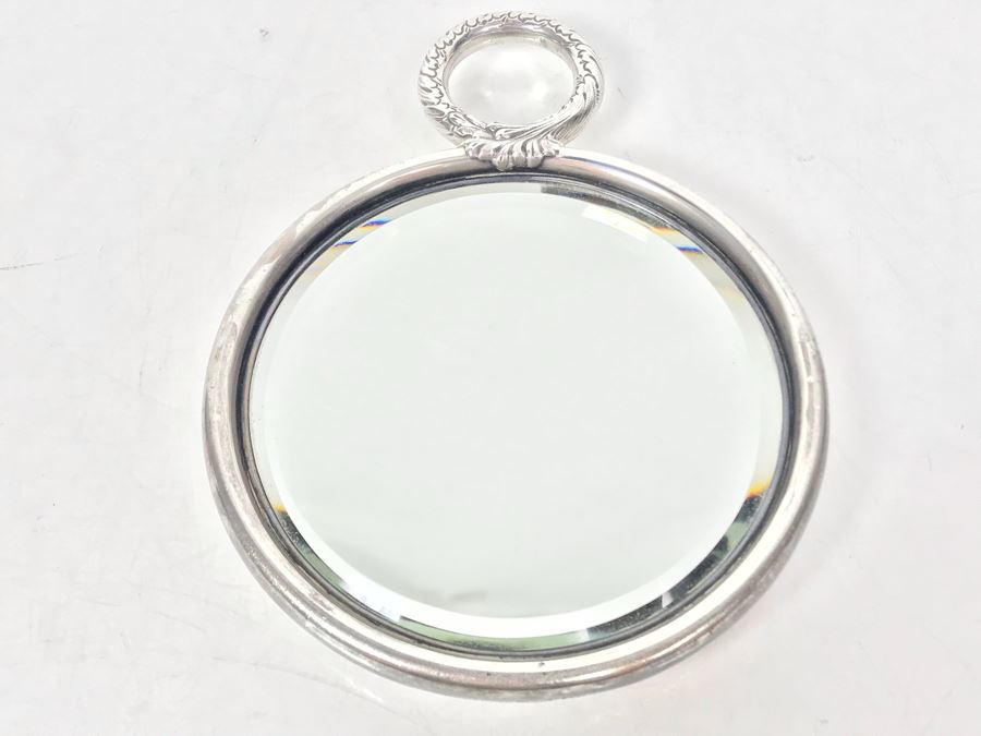 Antique Sterling Silver English Vanity Beveled Glass Mirror 329.5g W/ Glass [Photo 4]