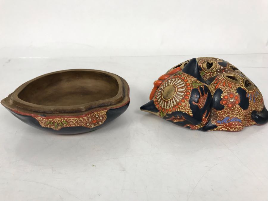 Vintage Signed Japanese Kutani Cat Box 6W X 5D X 4H [Photo 7]