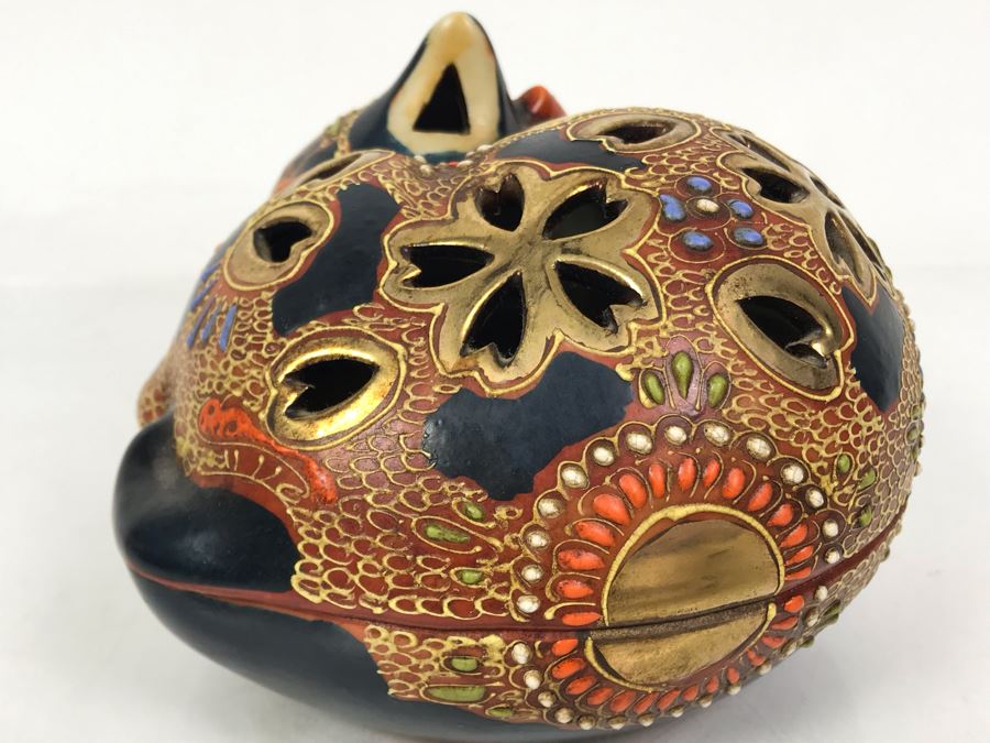 Vintage Signed Japanese Kutani Cat Box 6W X 5D X 4H [Photo 5]