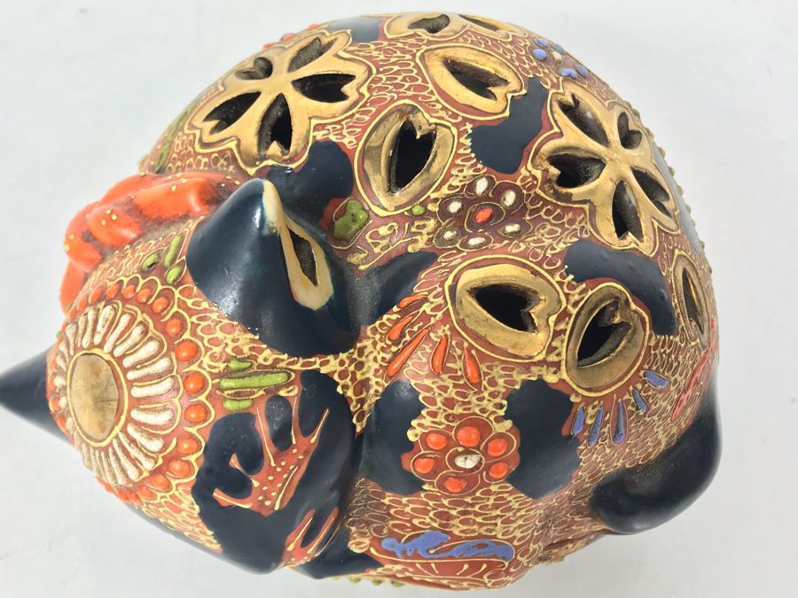 Vintage Signed Japanese Kutani Cat Box 6W X 5D X 4H [Photo 4]