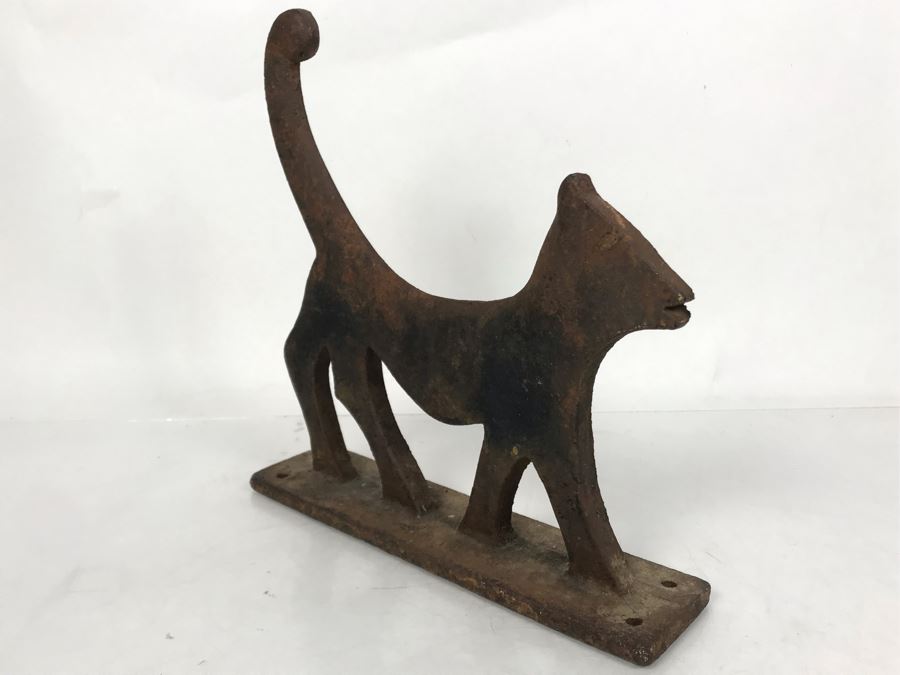 Vintage Cast Iron Cat Boot Scraper Doorstop 10W X 2.5D X 10.5H [Photo 4]