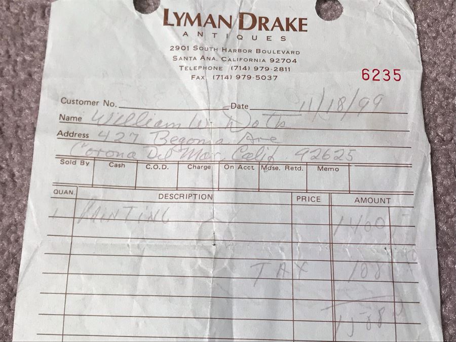 JUST ADDED - Large Trevor James Copy Oil Painting In Nice Frame With Overhead Lighting Purchased From Lyman Drake Antiques For $1,400 40 X 30 [Photo 7]