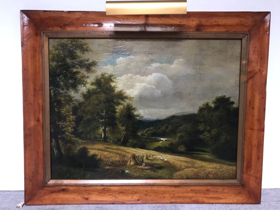 JUST ADDED - Large Trevor James Copy Oil Painting In Nice Frame With Overhead Lighting Purchased From Lyman Drake Antiques For $1,400 40 X 30