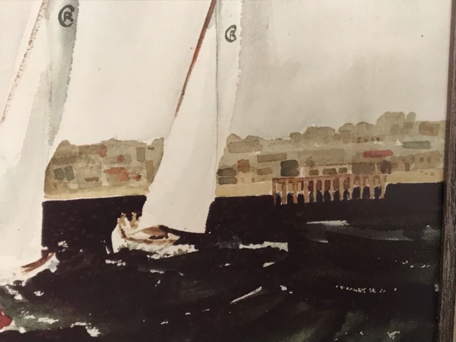 JUST ADDED - Original Watercolor Of Sailboat Race Orange County, CA 22.5 X 16 [Photo 5]