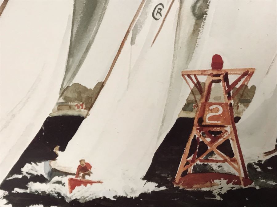 JUST ADDED - Original Watercolor Of Sailboat Race Orange County, CA 22.5 X 16 [Photo 6]