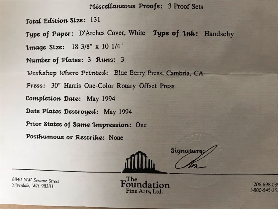 Hand Signed Mylar Lithograph Titled 'Duma II' By Dennis Curry 18 X 10 [Photo 11]