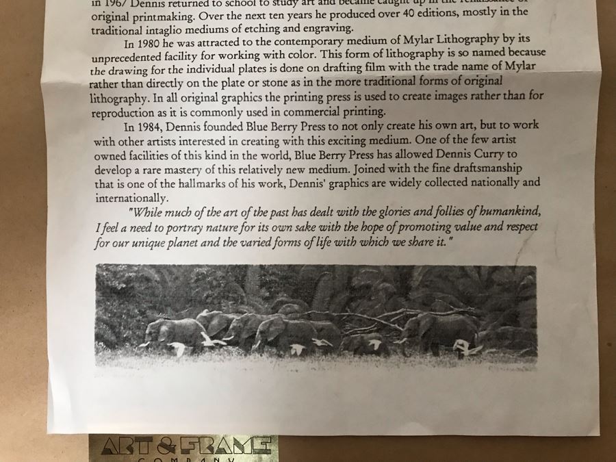 Hand Signed Mylar Lithograph Titled 'Duma II' By Dennis Curry 18 X 10 [Photo 13]