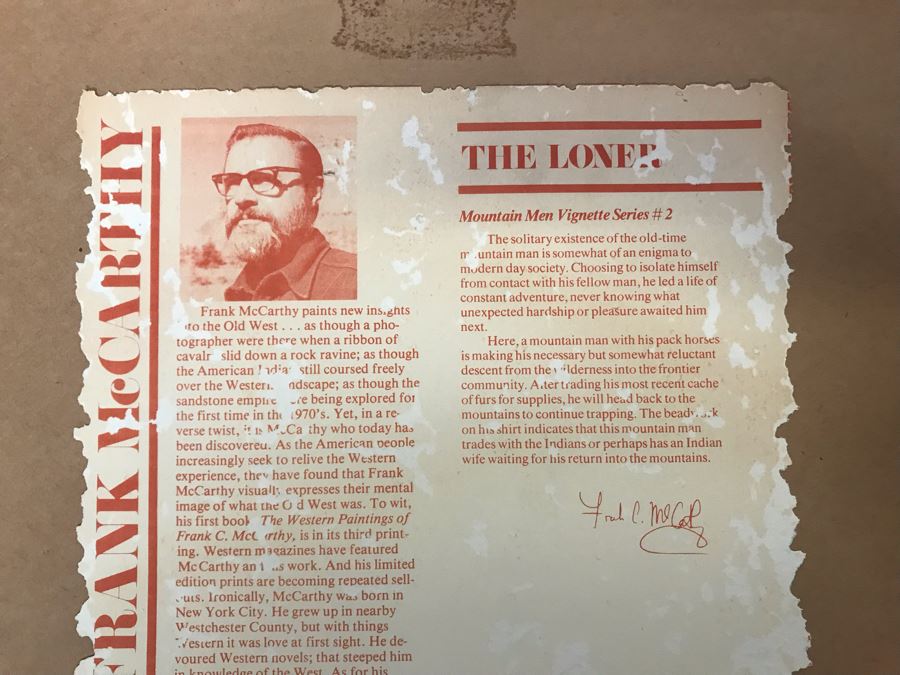 Frank McCarthy (1924-2002) Limited Edition Print Titled 'The Loner' Hand Signed 22.5 X 17.5 No. 478 Of 1000 [Photo 15]