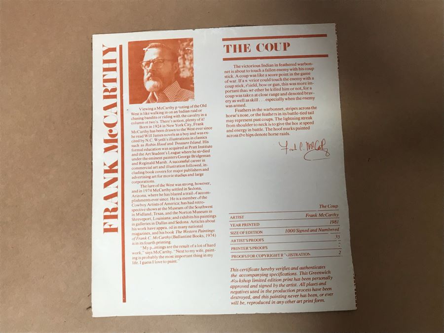 JUST ADDED - Frank McCarthy (1924-2002) Limited Edition Print Titled 'The Coup' Hand Signed 21.5 X 16 No. 720 Of 1000 [Photo 13]