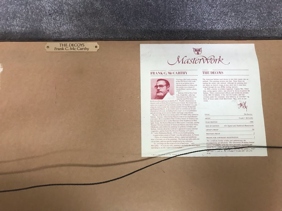 Frank McCarthy (1924-2002) Limited Edition Print Titled 'The Decoys' Hand Signed 39.5 X 21.5 No. 32 Of 450 [Photo 15]