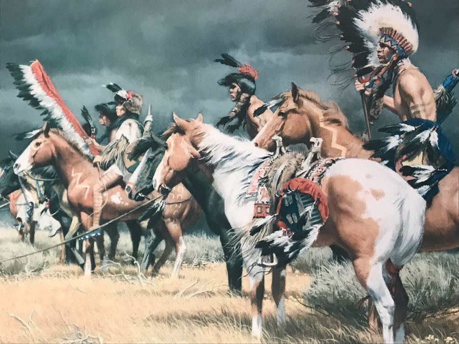 Frank McCarthy (1924-2002) Limited Edition Print Titled 'Watching The Wagons' Hand Signed 27.5 X 17 No. 242 Of 1400 [Photo 6]