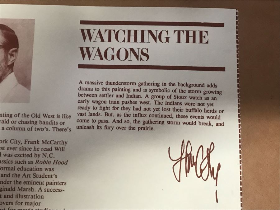 Frank McCarthy (1924-2002) Limited Edition Print Titled 'Watching The Wagons' Hand Signed 27.5 X 17 No. 242 Of 1400 [Photo 13]