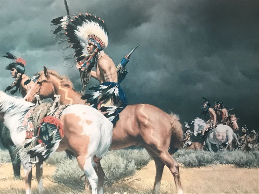 Frank McCarthy (1924-2002) Limited Edition Print Titled 'Watching The Wagons' Hand Signed 27.5 X 17 No. 242 Of 1400 [Photo 4]