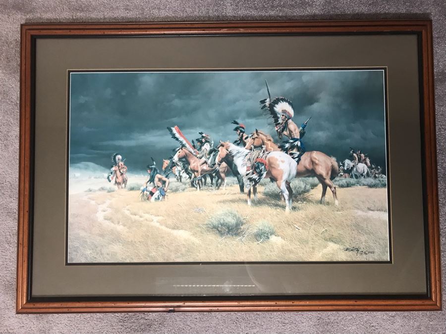 Frank McCarthy (1924-2002) Limited Edition Print Titled 'Watching The Wagons' Hand Signed 27.5 X 17 No. 242 Of 1400 [Photo 2]