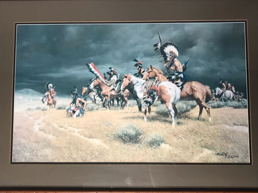 Frank McCarthy (1924-2002) Limited Edition Print Titled 'Watching The Wagons' Hand Signed 27.5 X 17 No. 242 Of 1400 [Photo 3]
