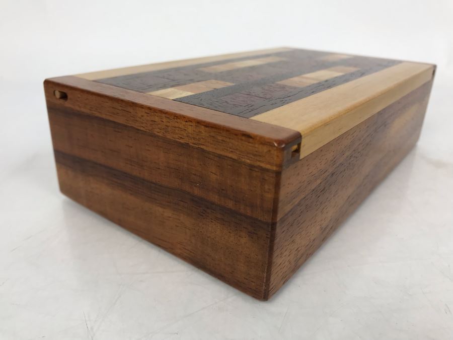 Handmade Wooden Box Signed Underneath By Artist 8W X 4.5D X 2H [Photo 5]