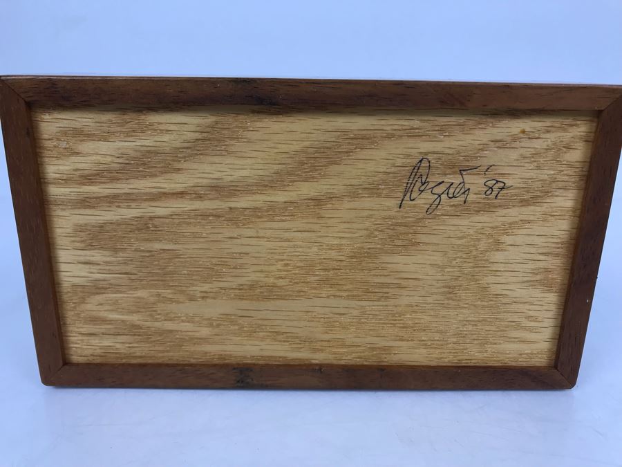 Handmade Wooden Box Signed Underneath By Artist 8W X 4.5D X 2H [Photo 7]