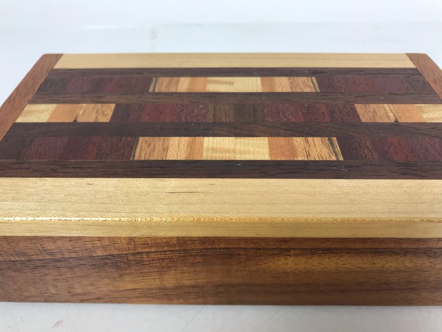 Handmade Wooden Box Signed Underneath By Artist 8W X 4.5D X 2H [Photo 4]